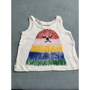 Bobo Choses Kids Unisex Tank Top Cream Rainbow Hairy Monster Size 3-6M